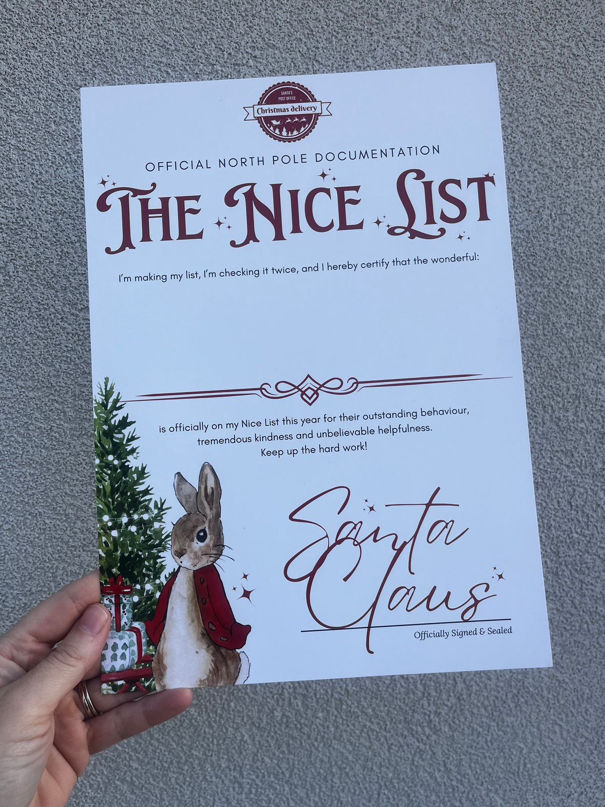 The Nice List - Certificate