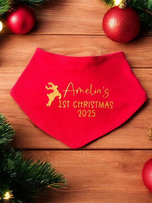 1st Christmas baby bandana bib