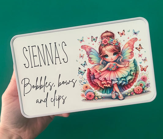 Bobbles, bows and clips tin