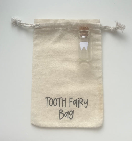 Tooth fairy bag with tooth bottle