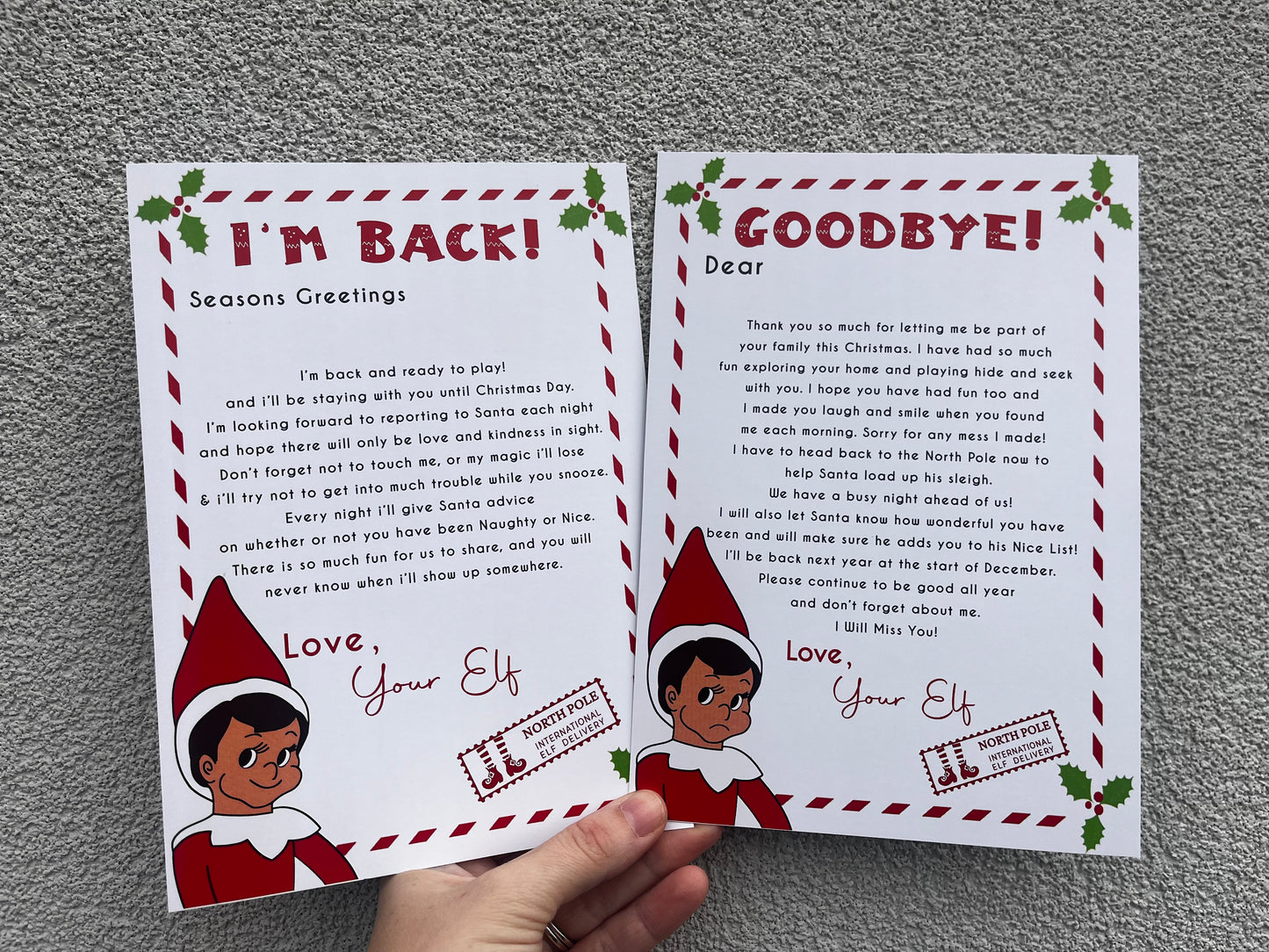 I’m Back, Goodbye Elf letters