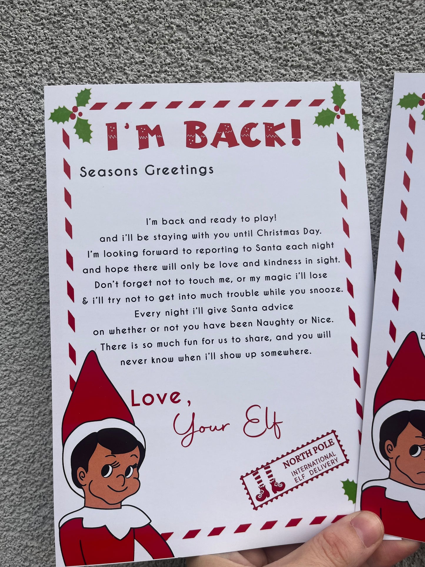 I’m Back, Goodbye Elf letters
