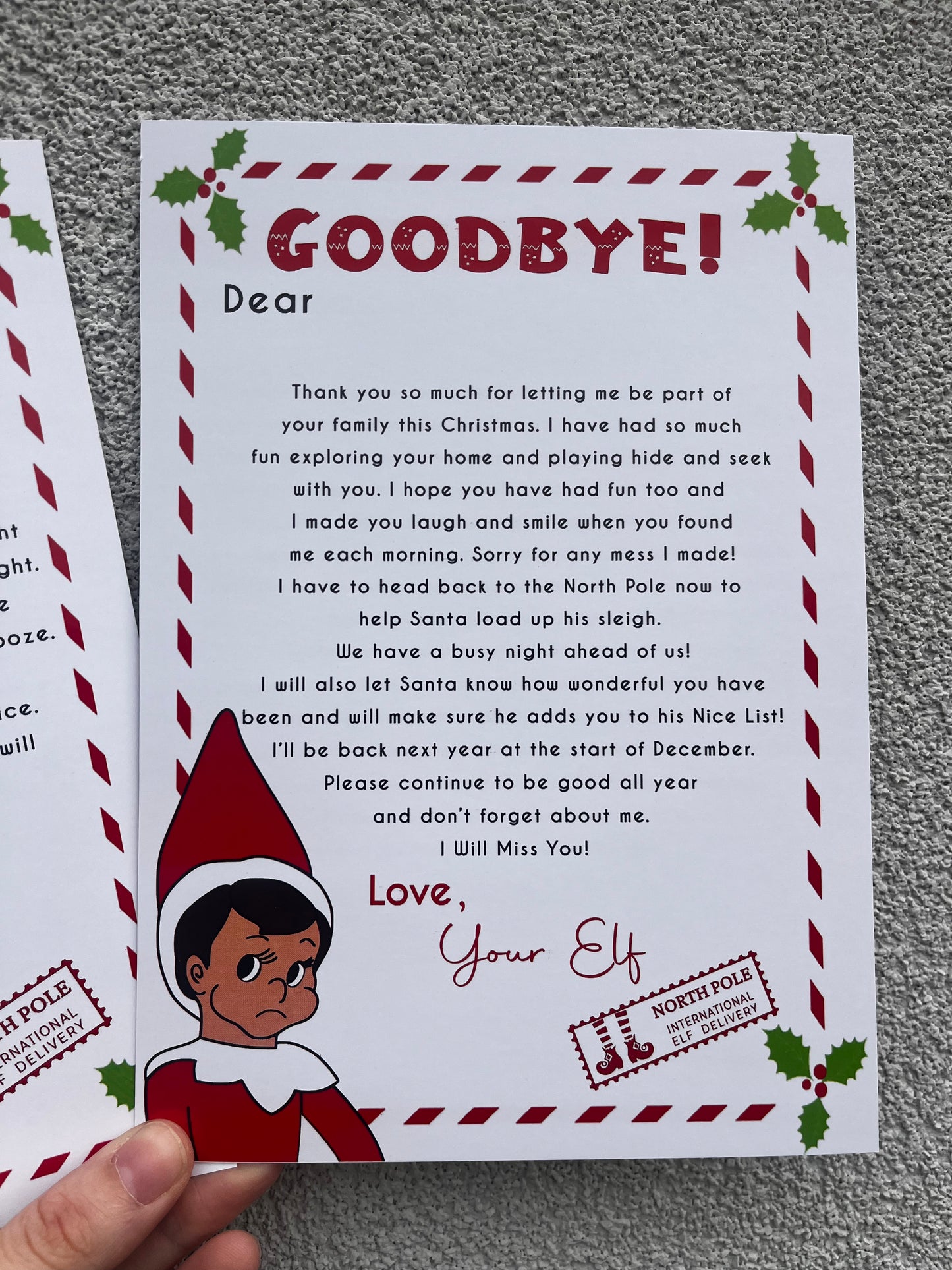 I’m Back, Goodbye Elf letters